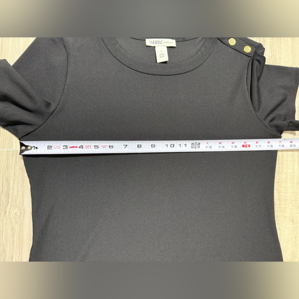 White House Black Market Black Button-Accent Tee - Picture 6 of 8